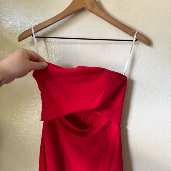 Lulus | Extravagant Persona Red Strapless Cutout Column Maxi Dress - Picture 3 of 8